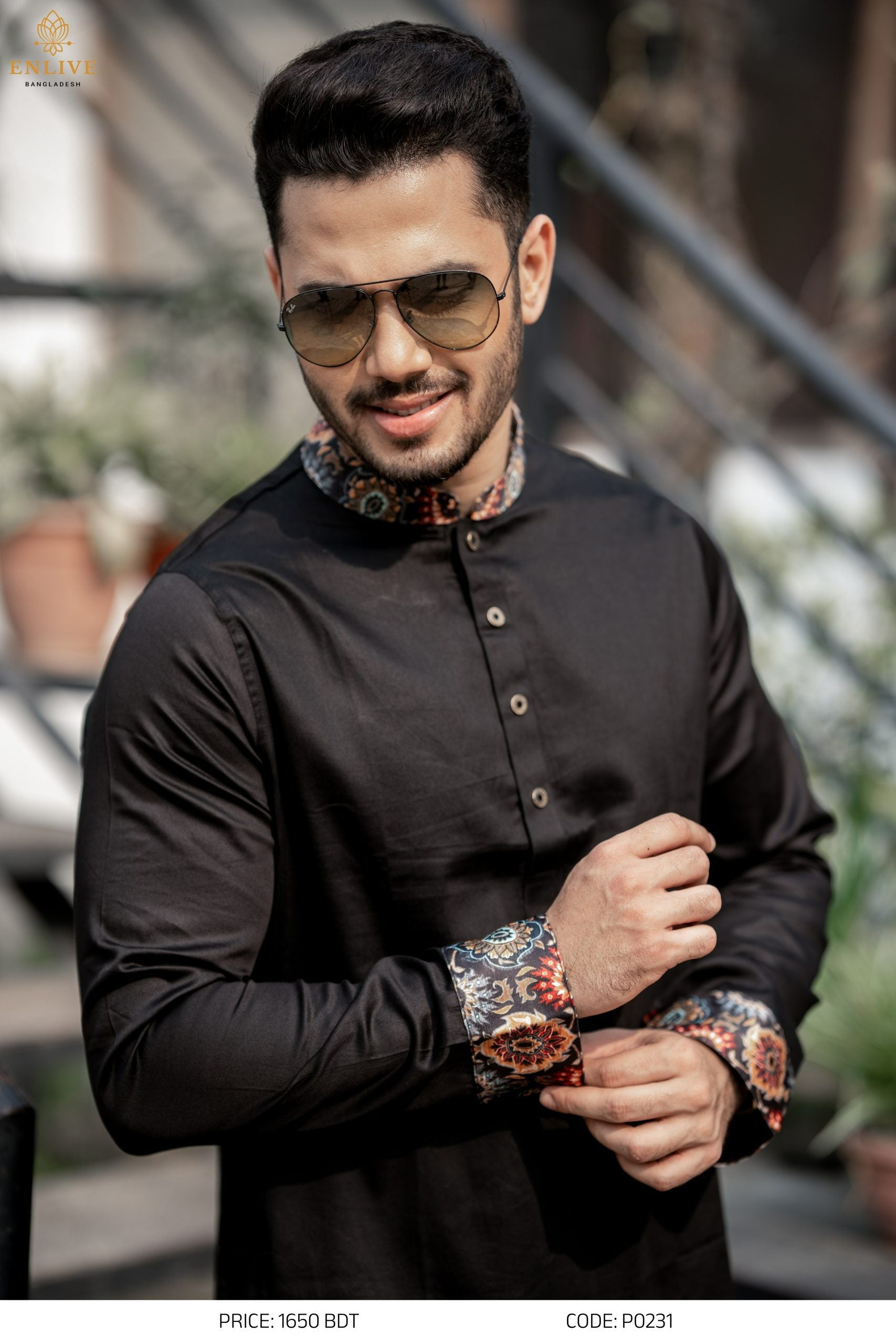 best Print Contrasted Black Panjabi 2026